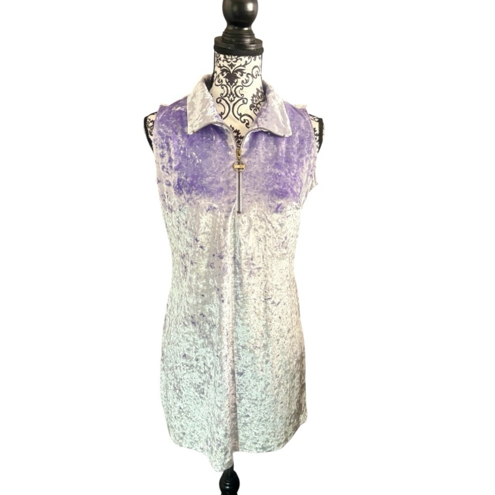 DESIGN TODAYS Vintage Velvet-like Zip Up Mini Dress